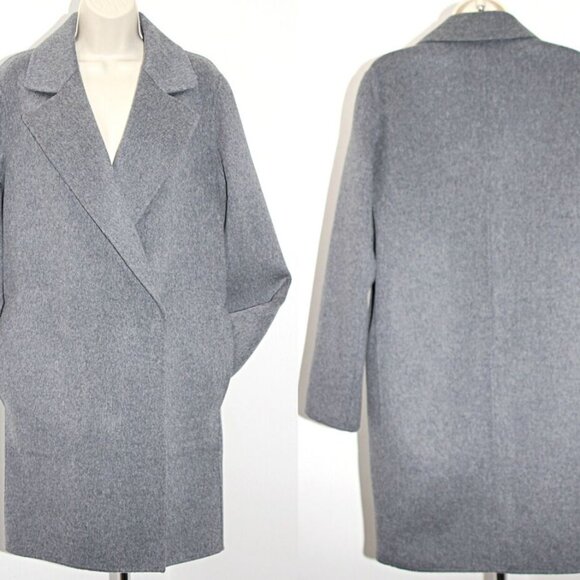New w/tag THEORY Wool-Cashmere-Blend Coat Dark Grey Melange L $795 - Picture 9 of 10
